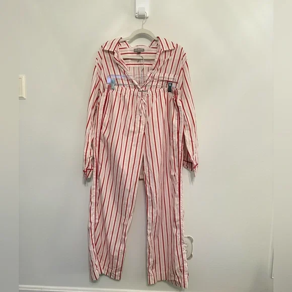 J.Crew • 100% Cotton Striped Pajama Set Medium Red White Lounge Set